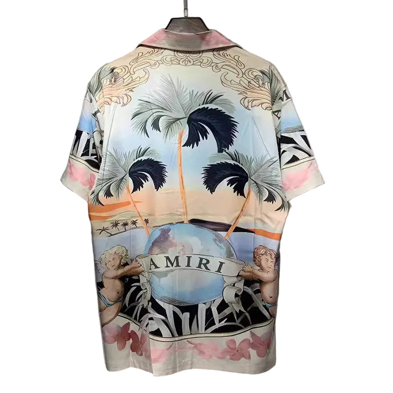 AMIRI Convertible-Collar Printed Silk-Twill Shirt
