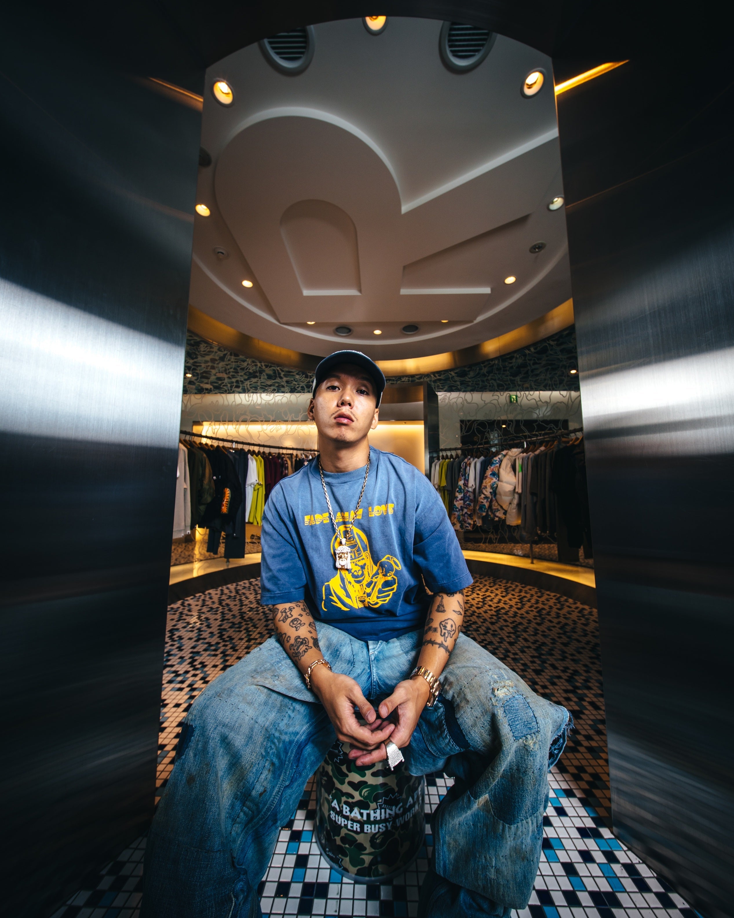 SAINT MXXXXXX X Bape 'fade Away Lv' Men's Apparel