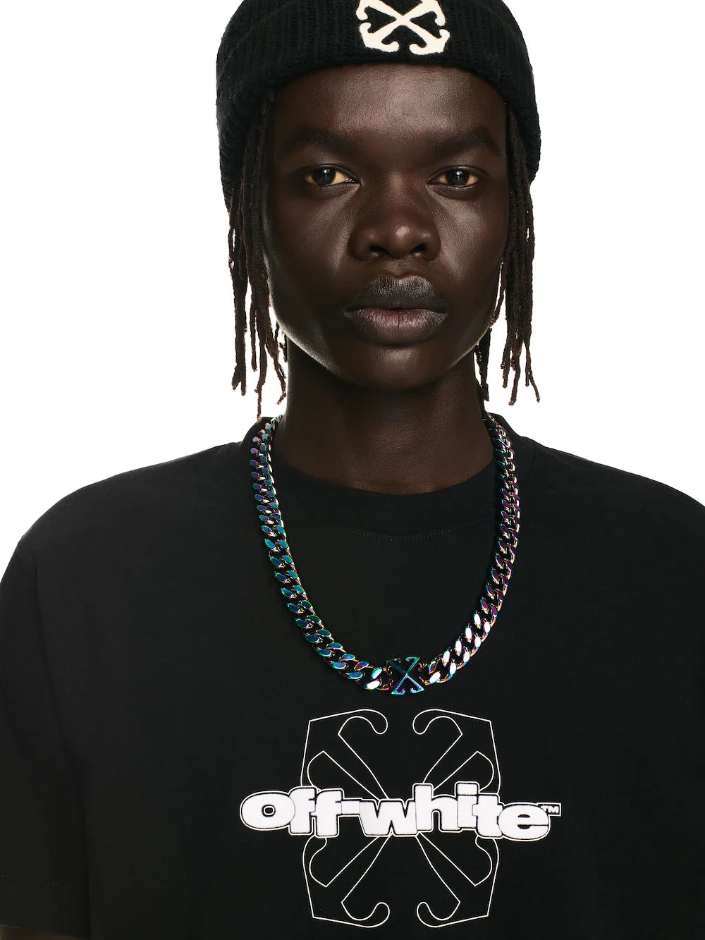 Off-White Black Flock Arrow Slim S/S Tee Men’s Apparel